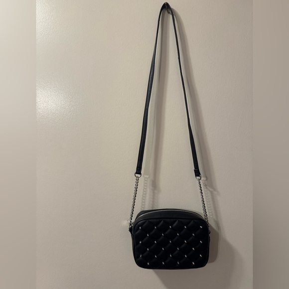 Rebecca Minkoff Crossbody Quilted Handbag/Purse Black Leather Silver Studs/chain - Picture 7 of 7